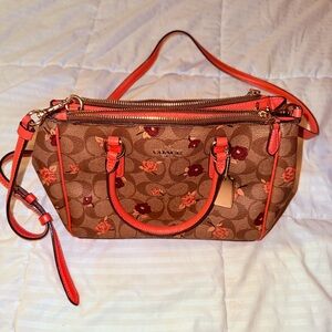 Coach Brown and Coral Floral Women's Bag